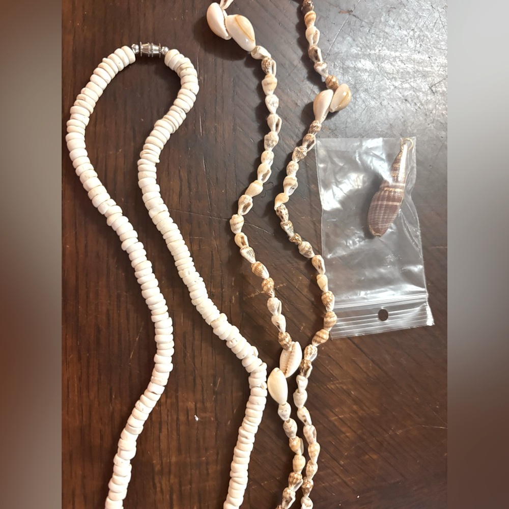 Beautiful all natural shell pendant and 2 shell necklaces